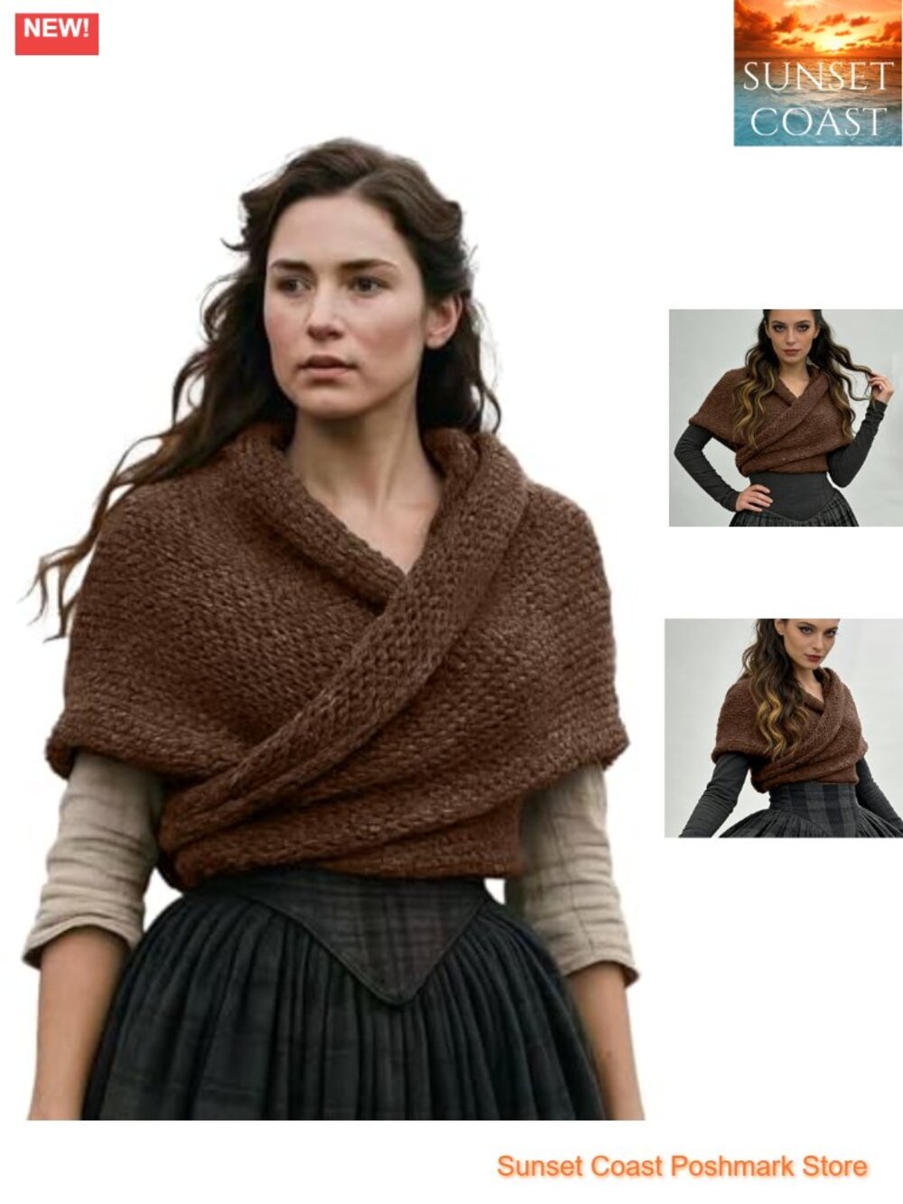Knitted Sontag Shawl Medieval Triangle Sweater Wrap